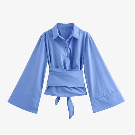 Belted Blue Shirt – Modern & Elegant