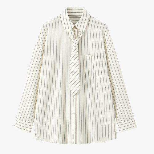 Striped White Shirt with Tie – Elegance & Originality