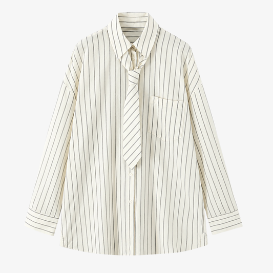 Striped White Shirt with Tie – Elegance & Originality