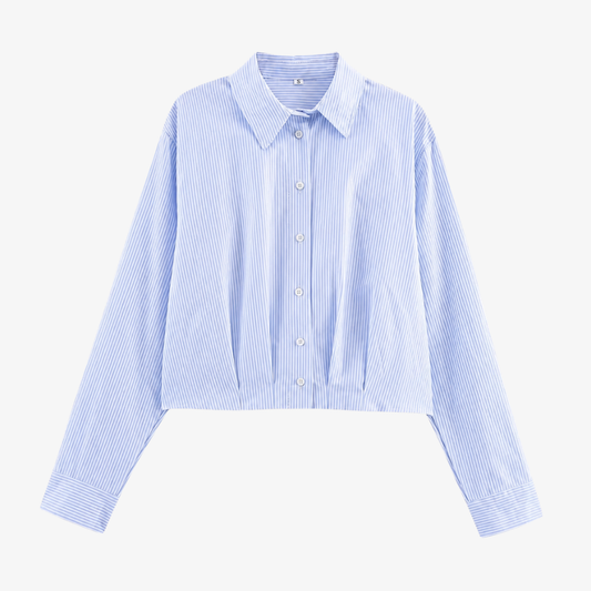 Light Blue Striped Short Shirt – Modern & Elegant